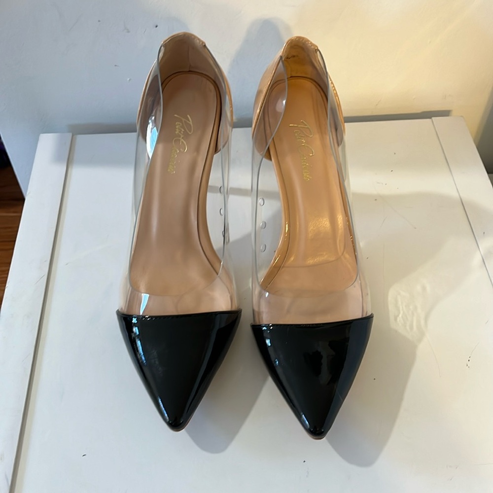 HIGH HEELS BLACK AND CLEAR PUMPS